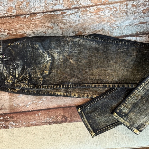 BNWT bebe Black and Gold / Copper Skinny Jeans - Picture 2 of 11